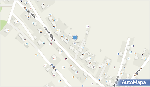 Myślachowice, Waryńskiego Ludwika, 26, mapa Myślachowice