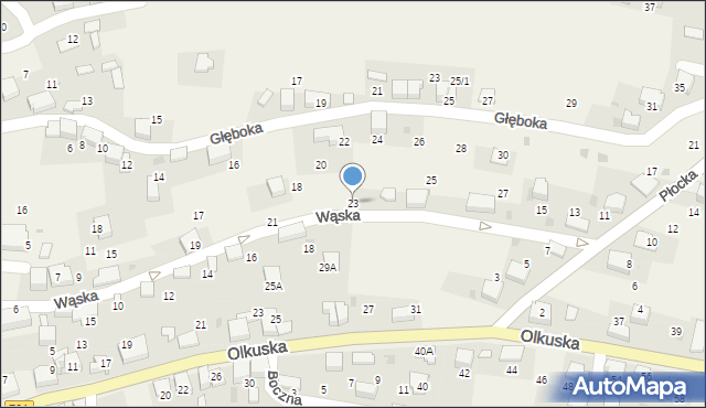 Myślachowice, Wąska, 23, mapa Myślachowice