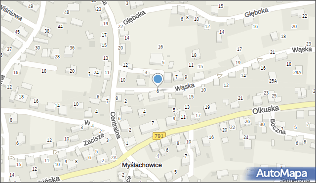 Myślachowice, Wąska, 6, mapa Myślachowice