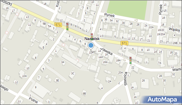 Nasielsk, Warszawska, 12A, mapa Nasielsk