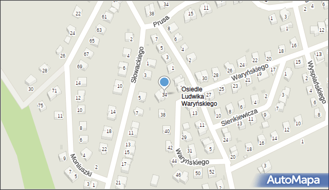 Nowa Ruda, Waryńskiego Ludwika, 34, mapa Nowa Ruda