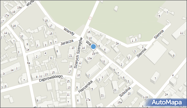 Nowa Sól, Wandy, 13-13a, mapa Nowa Sól