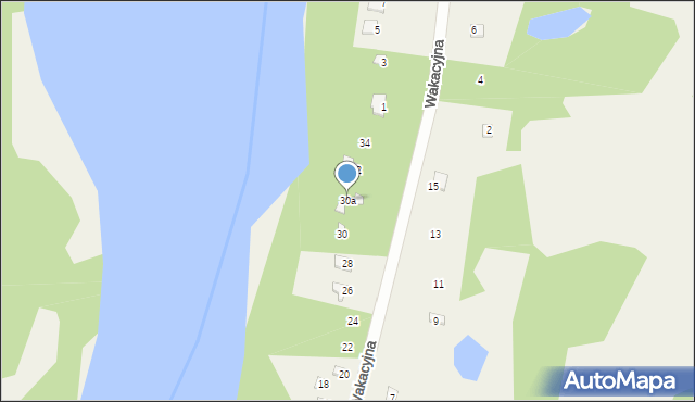 Nowa Wieś, Wakacyjna, 30a, mapa Nowa Wieś