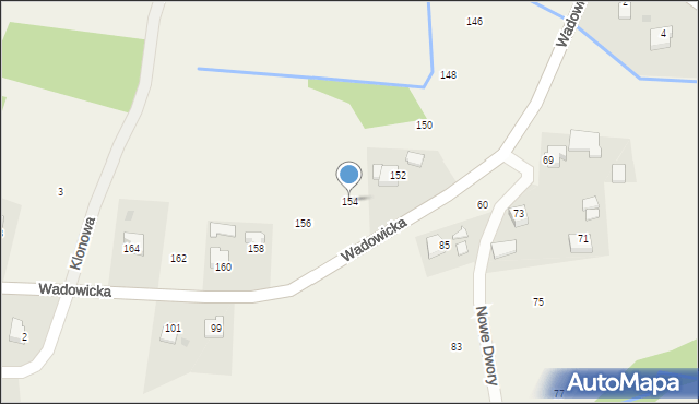 Nowe Dwory, Wadowicka, 154, mapa Nowe Dwory