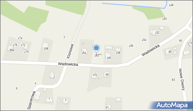 Nowe Dwory, Wadowicka, 162, mapa Nowe Dwory