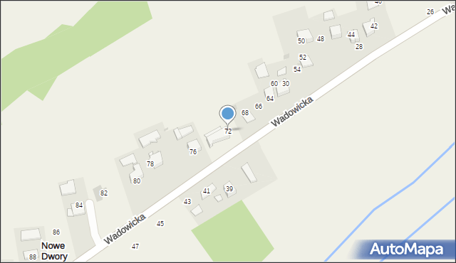 Nowe Dwory, Wadowicka, 72, mapa Nowe Dwory
