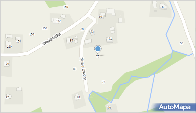 Nowe Dwory, Wadowicka, 75, mapa Nowe Dwory