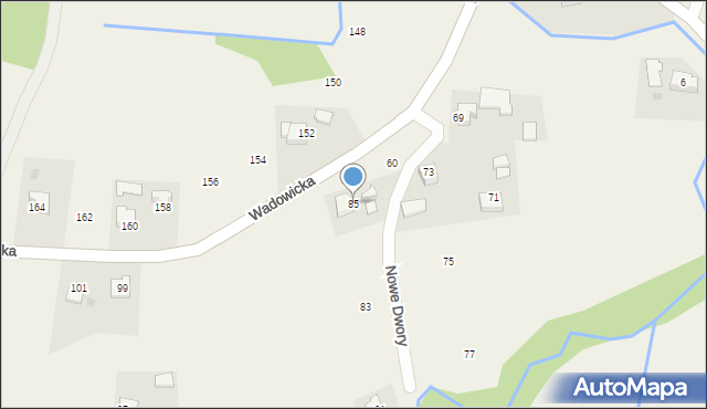 Nowe Dwory, Wadowicka, 85, mapa Nowe Dwory