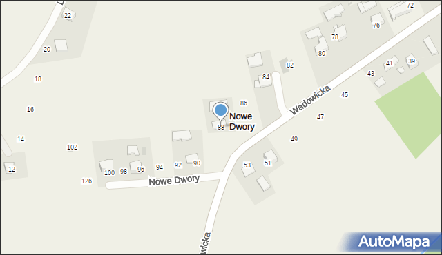 Nowe Dwory, Wadowicka, 88, mapa Nowe Dwory