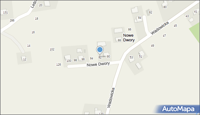 Nowe Dwory, Wadowicka, 92, mapa Nowe Dwory