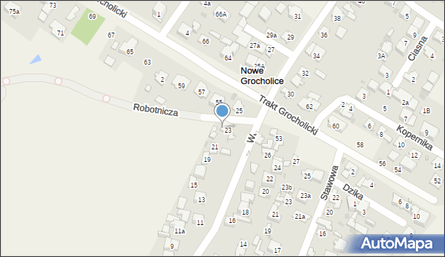 Nowe Grocholice, Waryńskiego Ludwika, 23A, mapa Nowe Grocholice