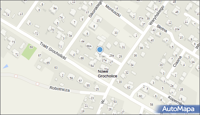 Nowe Grocholice, Waryńskiego Ludwika, 27b, mapa Nowe Grocholice