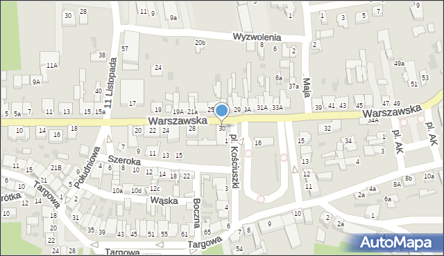 Nowe Miasto nad Pilicą, Warszawska, 30, mapa Nowe Miasto nad Pilicą