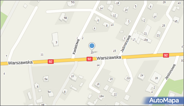 Nowe Osiny, Warszawska, 13, mapa Nowe Osiny