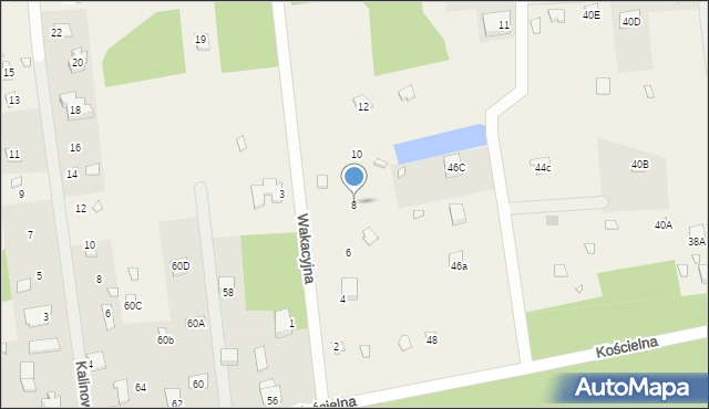 Nowe Załubice, Wakacyjna, 8, mapa Nowe Załubice