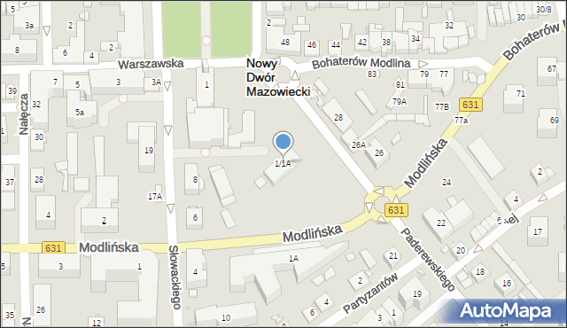 Nowy Dwór Mazowiecki, Warszawska, 1/1A, mapa Nowy Dwór Mazowiecki