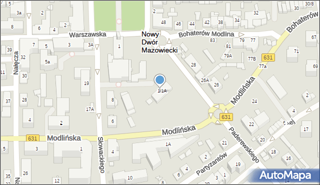 Nowy Dwór Mazowiecki, Warszawska, 1A, mapa Nowy Dwór Mazowiecki