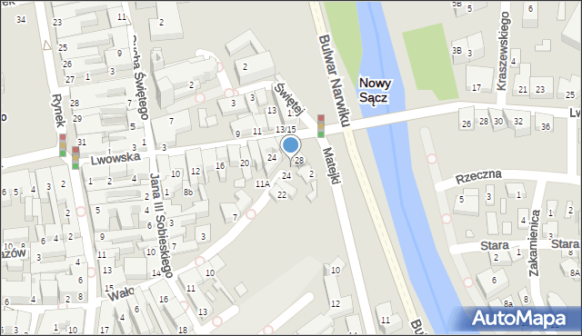 Nowy Sącz, Wałowa, 26, mapa Nowego Sącza