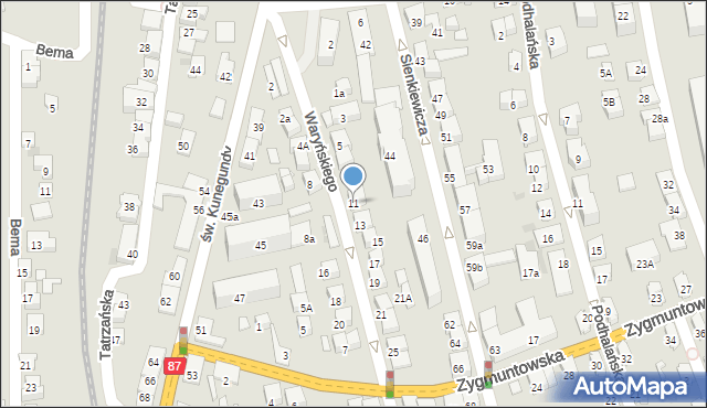 Nowy Sącz, Waryńskiego Ludwika, 11, mapa Nowego Sącza