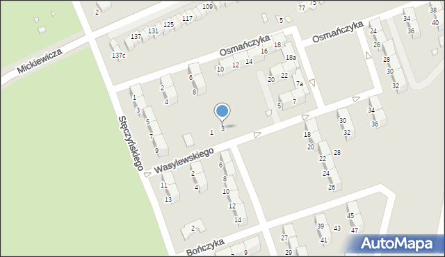 Nysa, Wasylewskiego Stanisława, 3, mapa Nysy