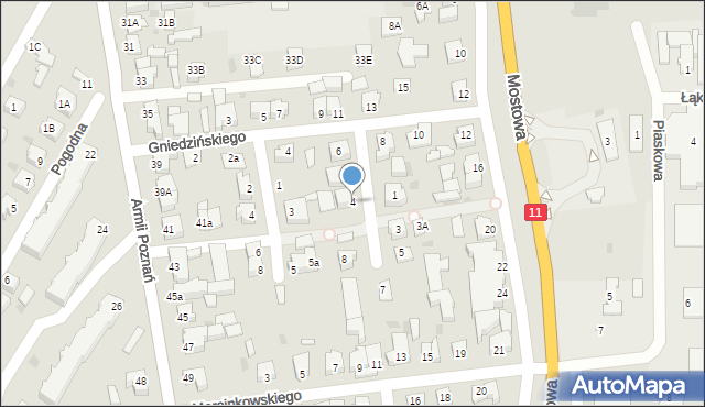 Oborniki, Wawrzyniaka Piotra, ks., 4, mapa Oborniki