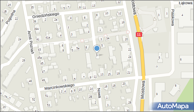 Oborniki, Wawrzyniaka Piotra, ks., 7, mapa Oborniki