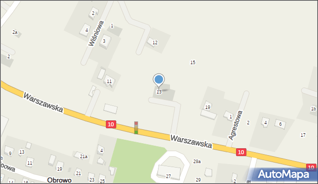 Obrowo, Warszawska, 13, mapa Obrowo