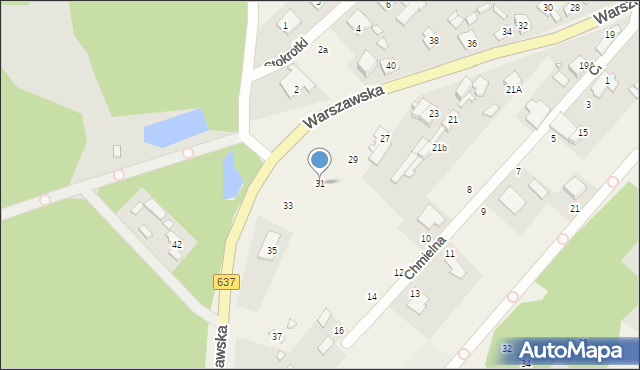 Okuniew, Warszawska, 31, mapa Okuniew