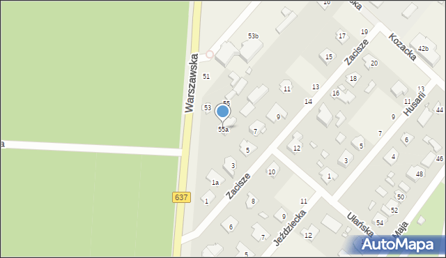 Okuniew, Warszawska, 55a, mapa Okuniew