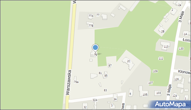Okuniew, Warszawska, 79, mapa Okuniew