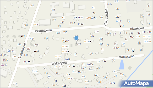 Okuninka, Wakacyjna, 15a, mapa Okuninka