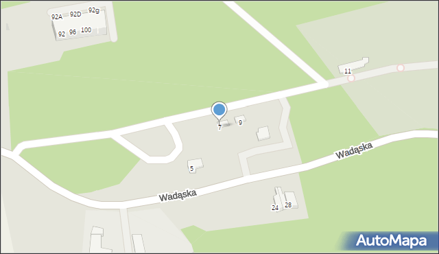 Olsztyn, Wadąska, 7, mapa Olsztyna