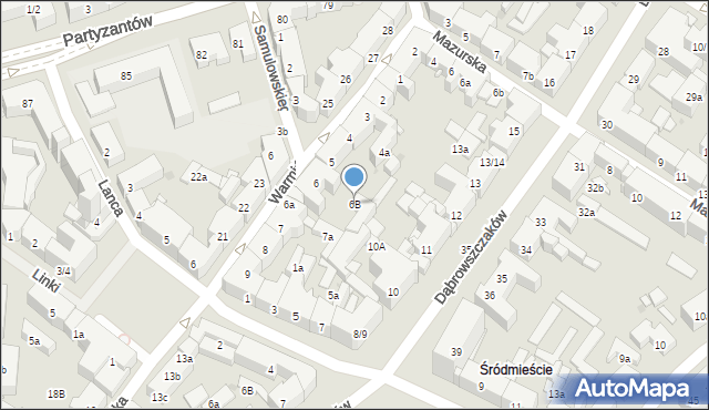 Olsztyn, Warmińska, 6B, mapa Olsztyna