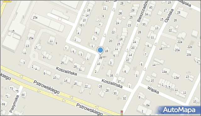 Olsztyn, Walecznych, 16, mapa Olsztyna