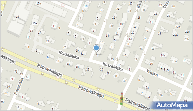 Olsztyn, Walecznych, 2, mapa Olsztyna