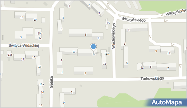 Olsztyn, Wachowskiego Ryszarda, 12, mapa Olsztyna