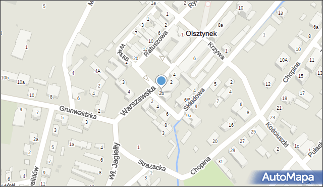 Olsztynek, Warszawska, 2b, mapa Olsztynek