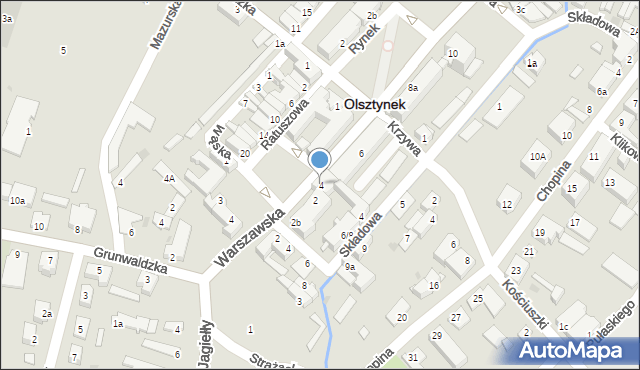 Olsztynek, Warszawska, 4, mapa Olsztynek