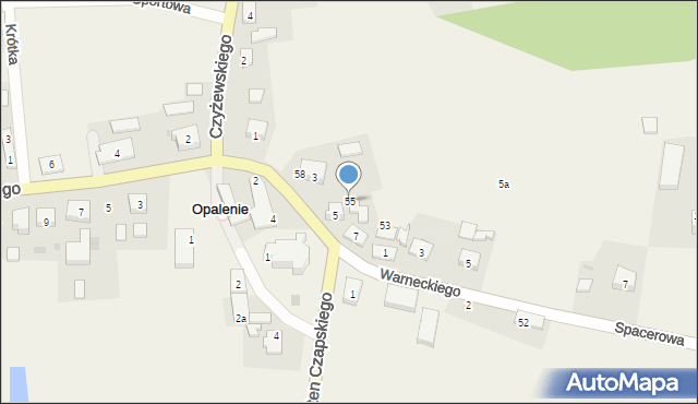 Opalenie, Warneckiego Ludwika, ks., 55, mapa Opalenie