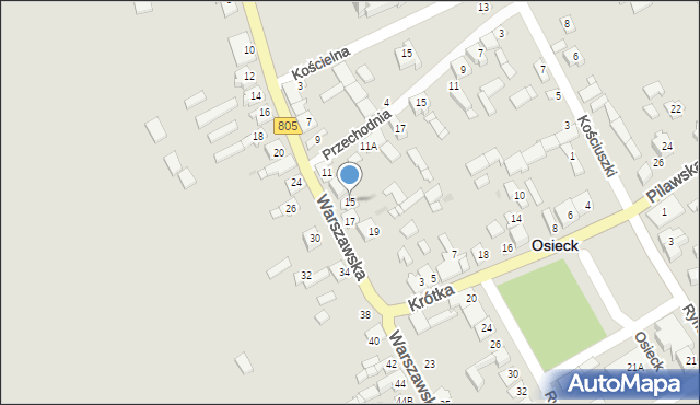 Osieck, Warszawska, 15, mapa Osieck