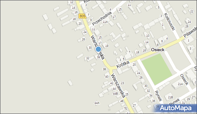 Osieck, Warszawska, 34, mapa Osieck