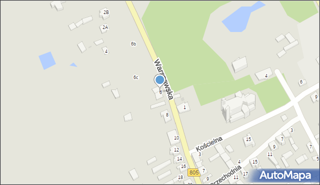 Osieck, Warszawska, 6, mapa Osieck