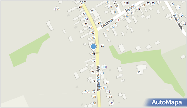 Osieck, Warszawska, 68, mapa Osieck