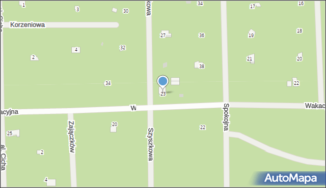 Osiedle Wilga, Wakacyjna, 23, mapa Osiedle Wilga