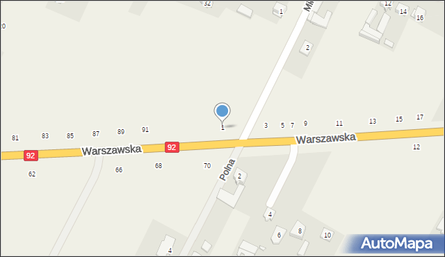 Osiny, Warszawska, 1, mapa Osiny