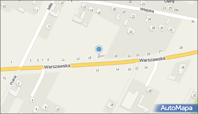 Osiny, Warszawska, 17, mapa Osiny