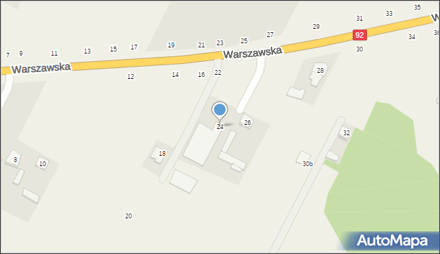 Osiny, Warszawska, 24, mapa Osiny