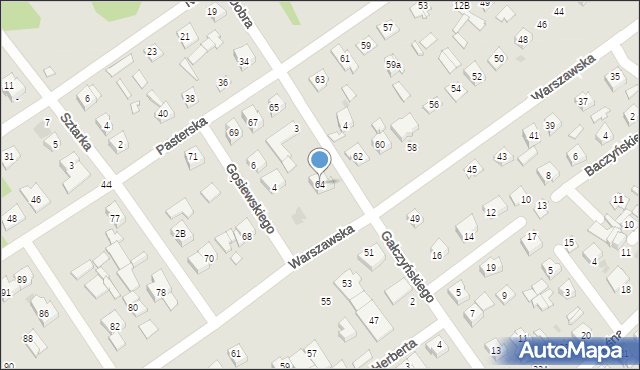 Ostrów Mazowiecka, Warszawska, 64, mapa Ostrów Mazowiecka