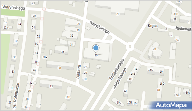 Ostrów Wielkopolski, Waryńskiego Ludwika, 30, mapa Ostrów Wielkopolski