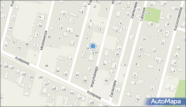 Ostrówek, Waryńskiego Ludwika, 3, mapa Ostrówek